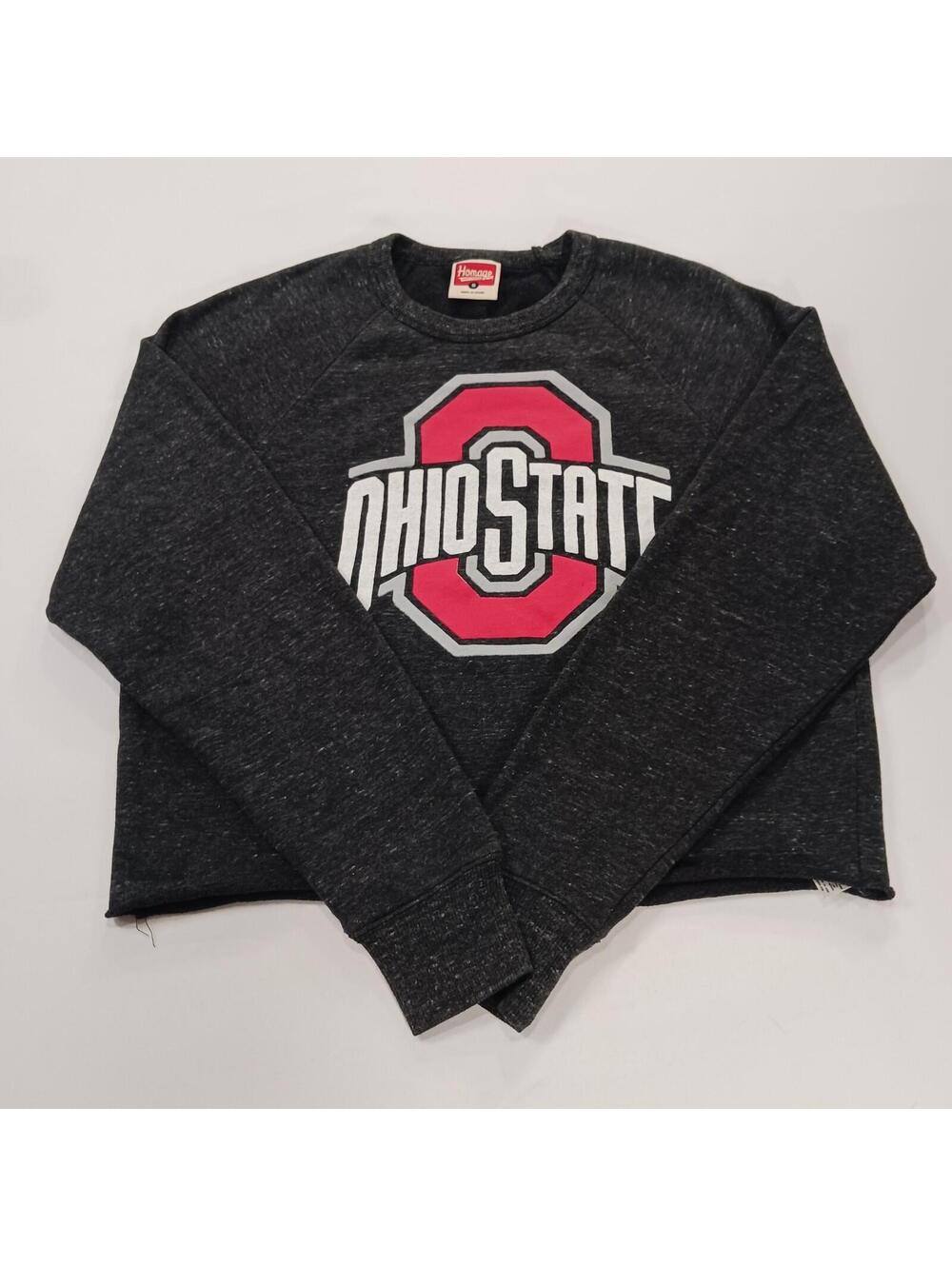 Homage Ohio State RN#122964 Women's Black Cropped Pullover Sweatshirt Size Small